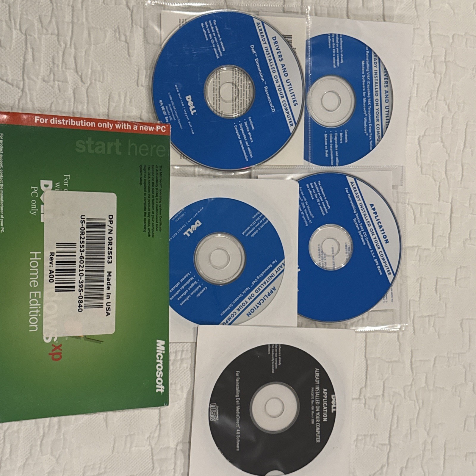Vintage Dell Windows XP Home Edition OS+Drivers & Utilities Reinstallation Disc