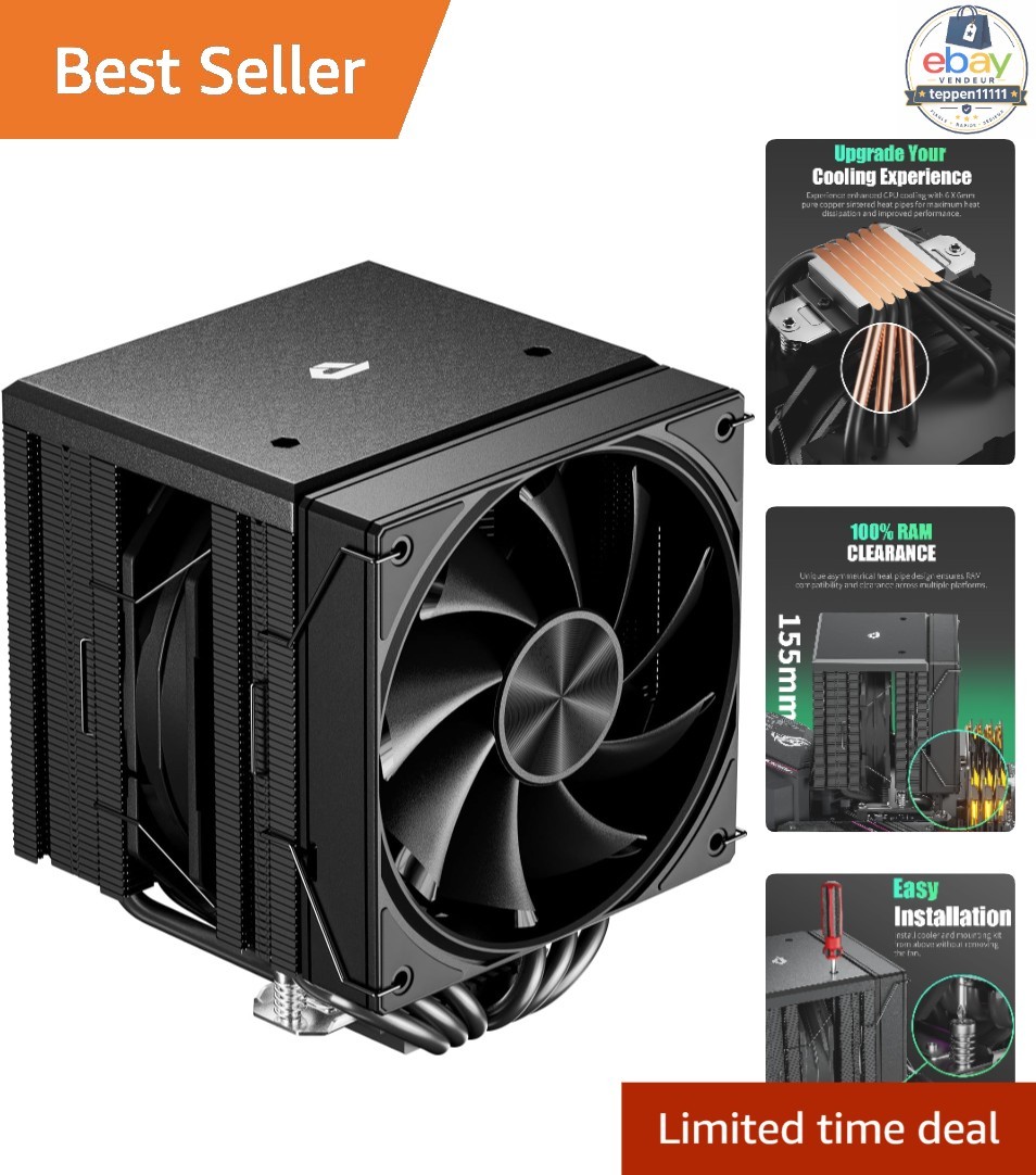 CPU Cooler Air 120mm PWM Fan Dual Tower 6 Heat Pipes for AM5 AM4 AM3