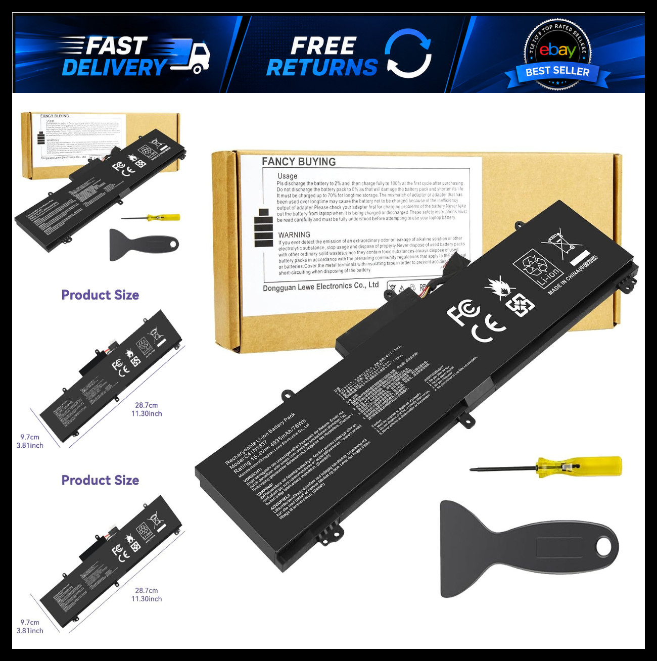 High-Capacity Laptop Battery for ASUS ROG Zephyrus G15 GA501I GA502D GX502GW