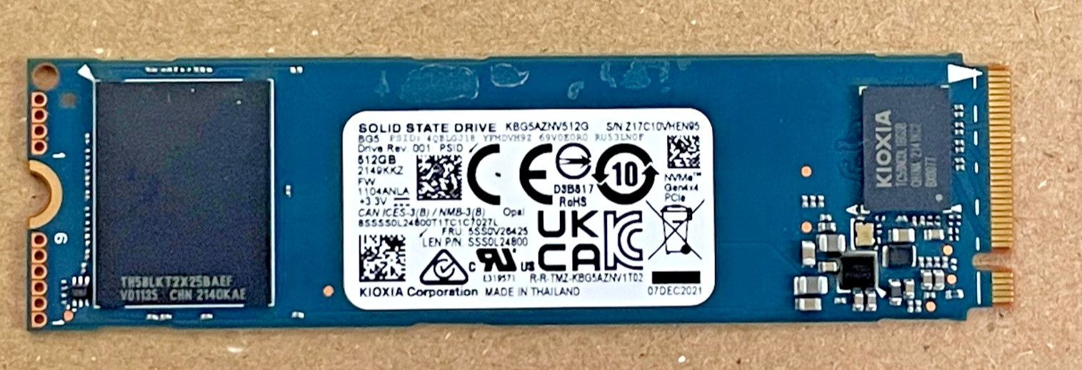 KIOXIA BG5 512GB M.2 2230 NVMe PCIe Gen4 SSD KBG5AZNV512G Lenovo OEM