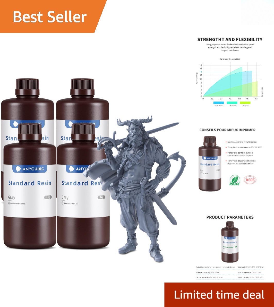 4kg 3D Printer Resin Bundle - 405nm High Precision Fast Curing UV Photopolymer