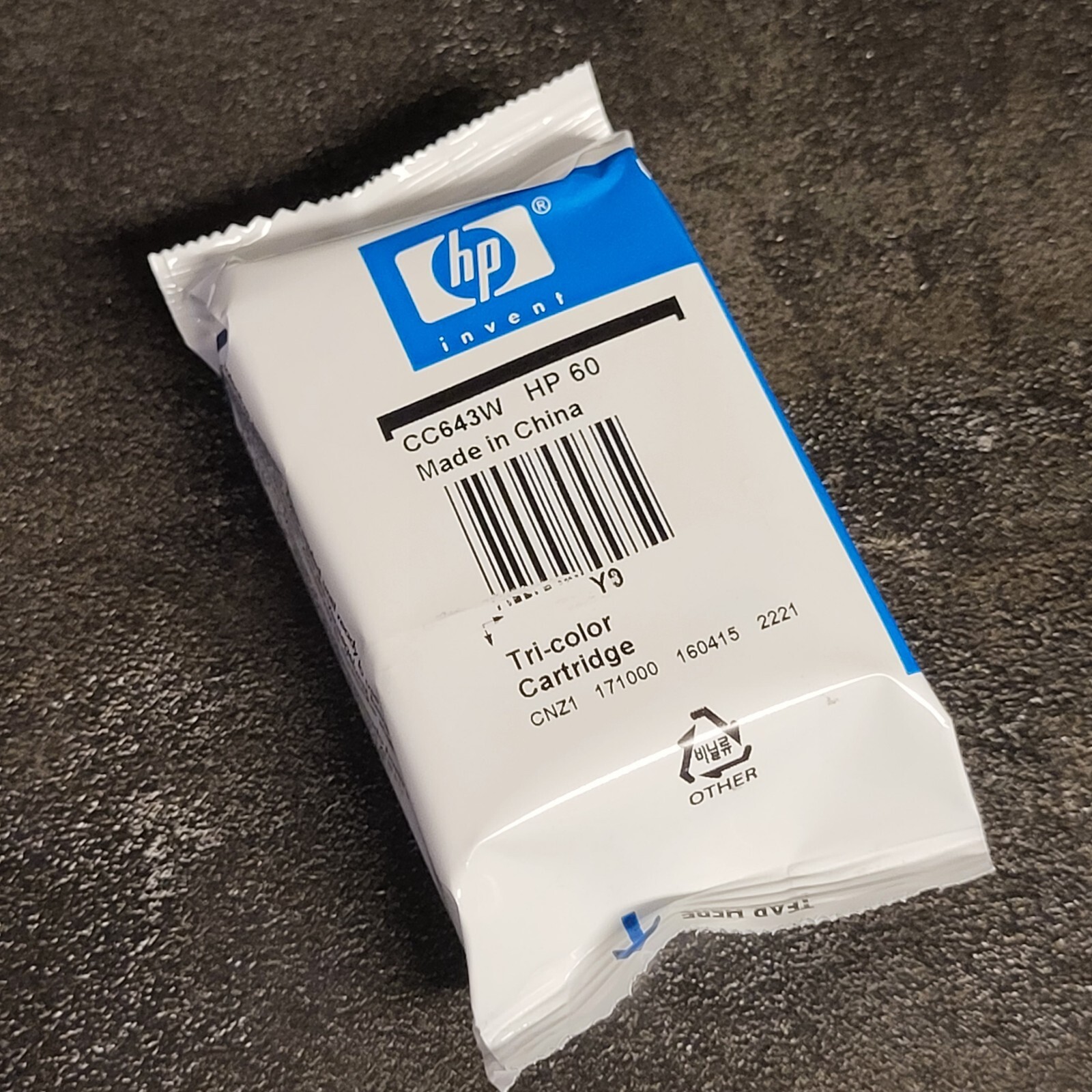 HP 60 Tri-Color Ink CC643W Cartridge OEM Genuine Factory Sealed Packaging 