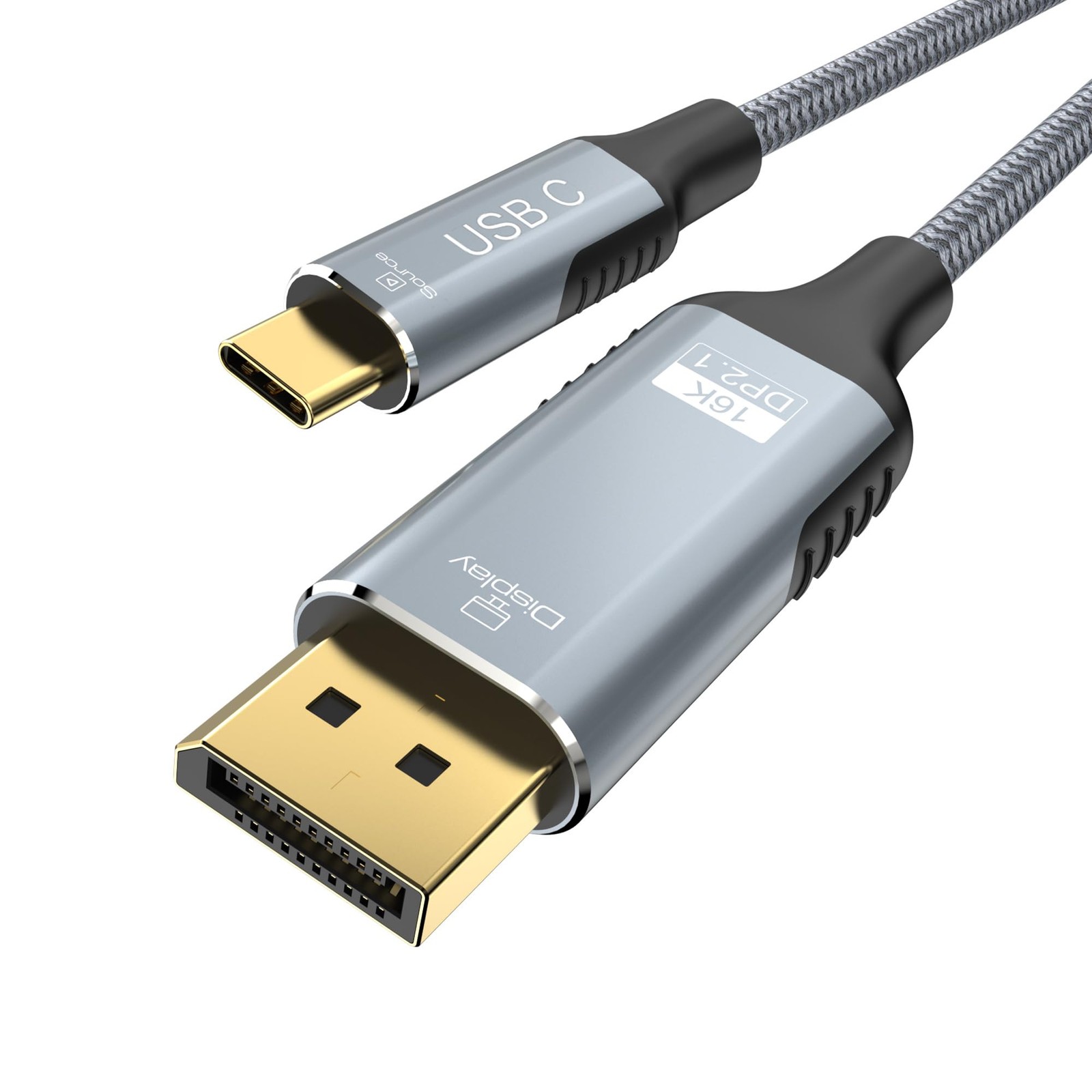 USB C to DisplayPort 2.1 Cable 16K-30Hz 8K-120Hz 40Gbps 10FT - Compatible
