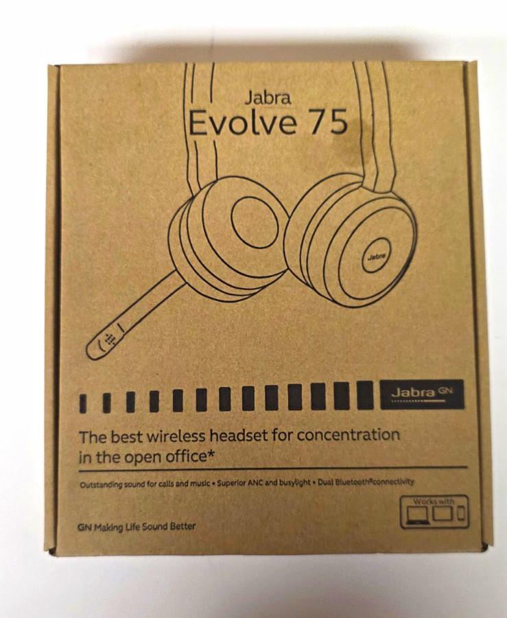 Jabra Evolve 75 Wireless Bluetooth Headset USB Dongle Case Boom Mic Black