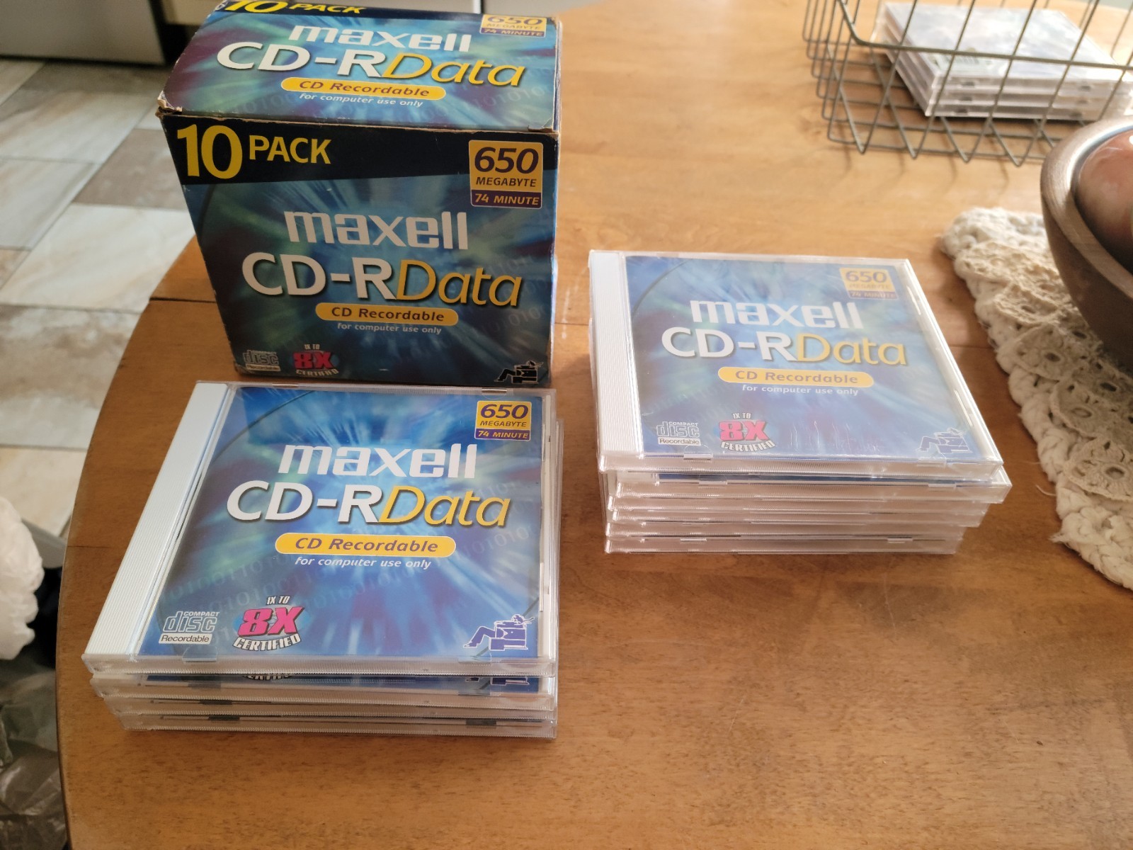 Pack Of 10 Maxell CD - R Data. 650 Megabyte. 6 Unopened, 4 Opened.