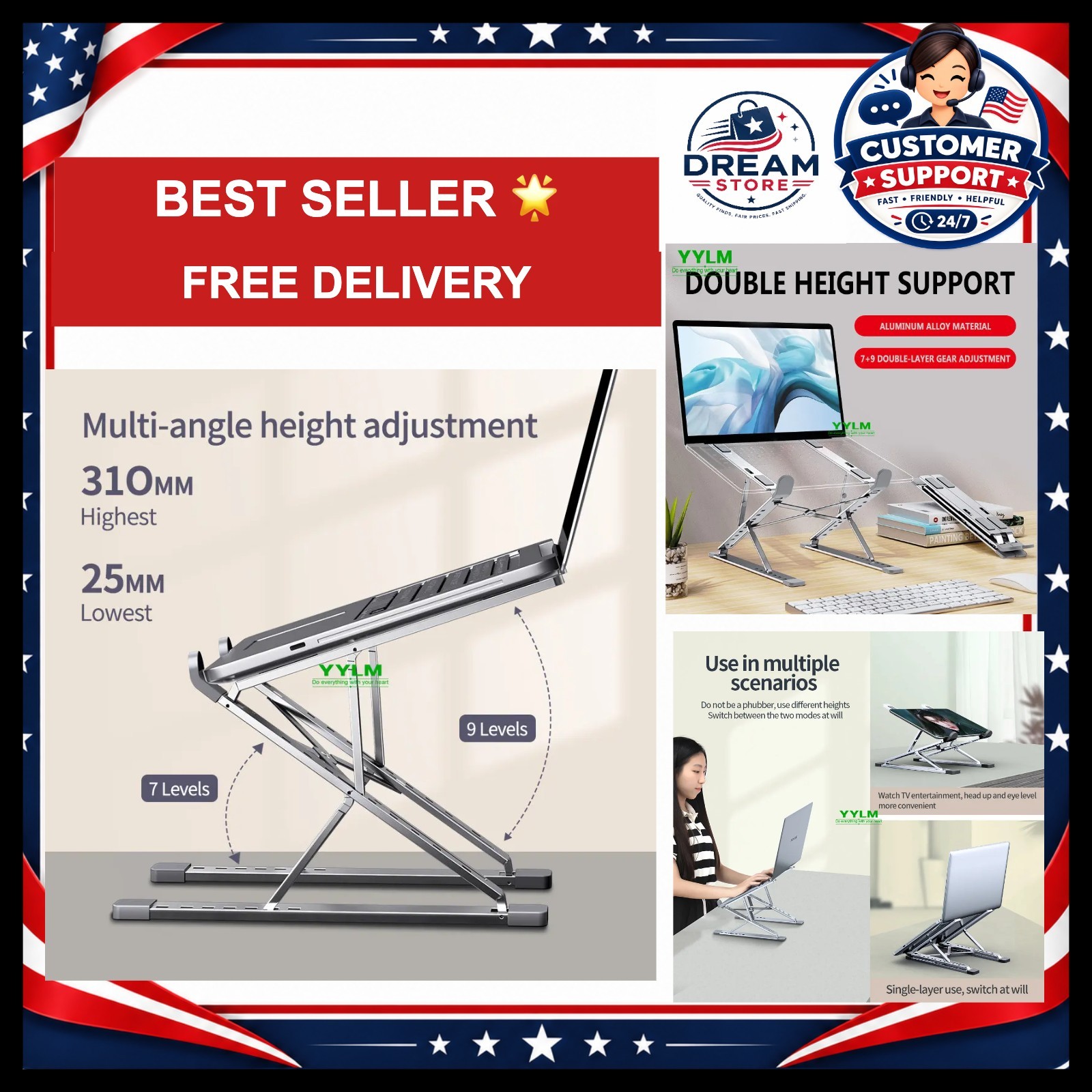 YYLM N8 Laptop Stand Aluminum for Macbook Adjustable Portable More Stabe Laptop