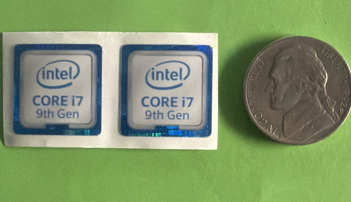 2 Pcs Intel CORE i7 9th Gen Blue Laptop Sticker Label Logo Decal 18mm x 18mm