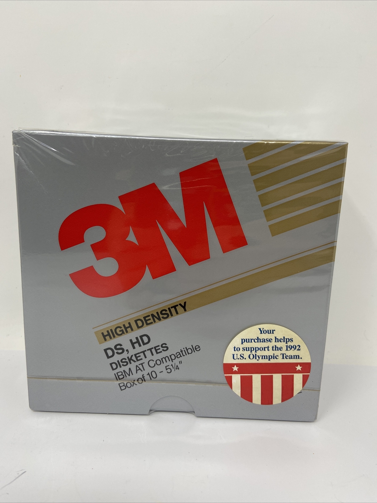3M DS HD Diskettes Olympic Sticker Box of 10 - 5-1/4"  1992  Vintage Sealed New