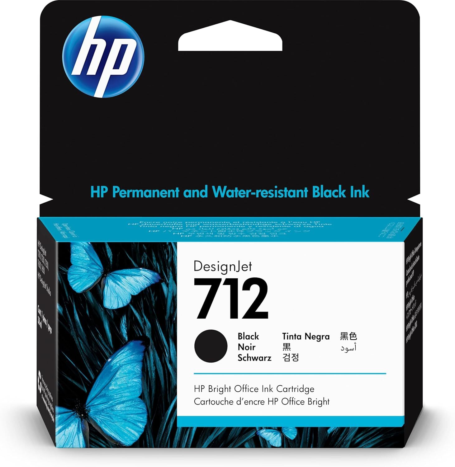Hp 712 Black Ink Cartridge 38Ml Permanent Water Resistant For Designjet Printers