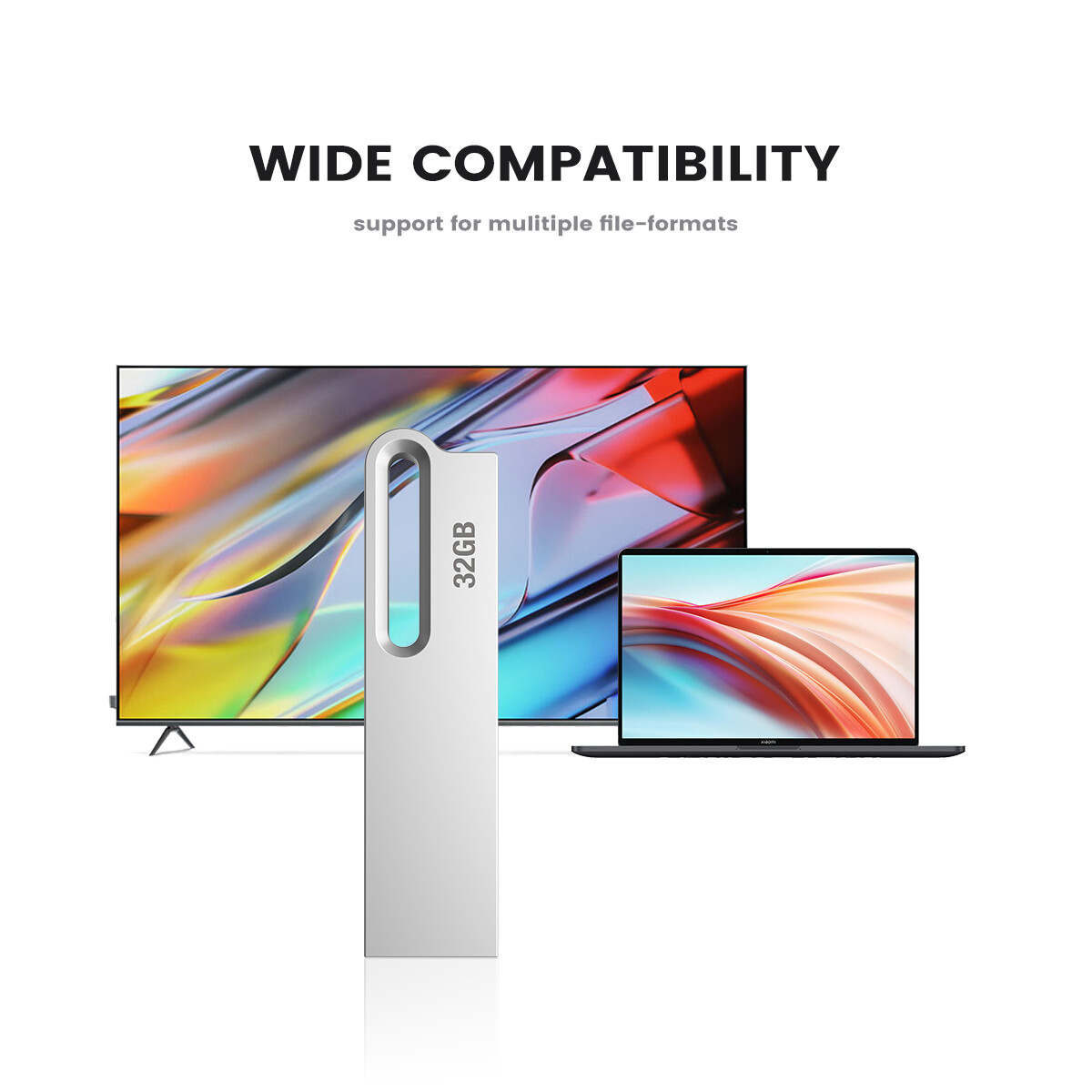 Wholesale  1/5/10pcs 32GB 64GB Waterproof Metal Flash Drives Memory Stick Silver