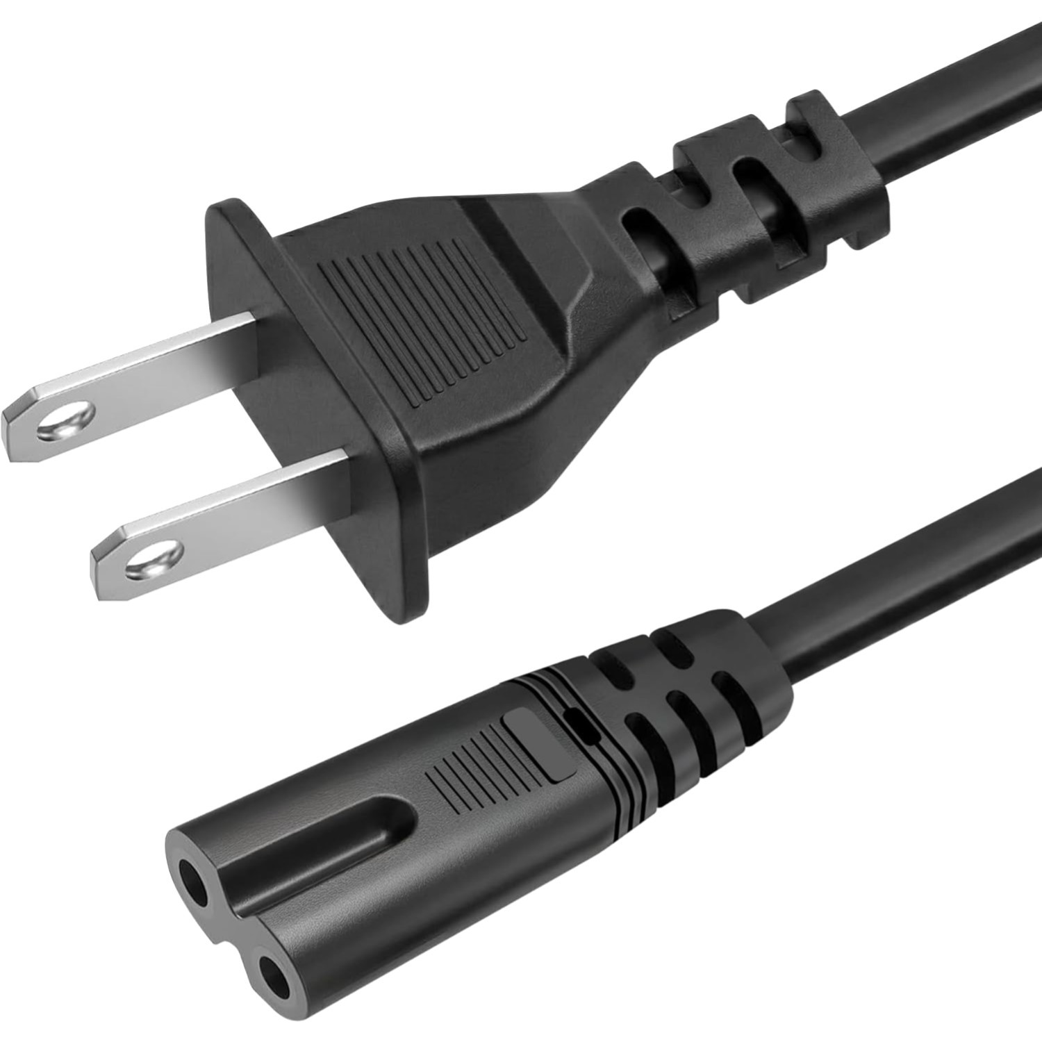 AC 2 Prong Power Cord 5ft for TV PS4 Xbox Monitor Speaker Replacement Black