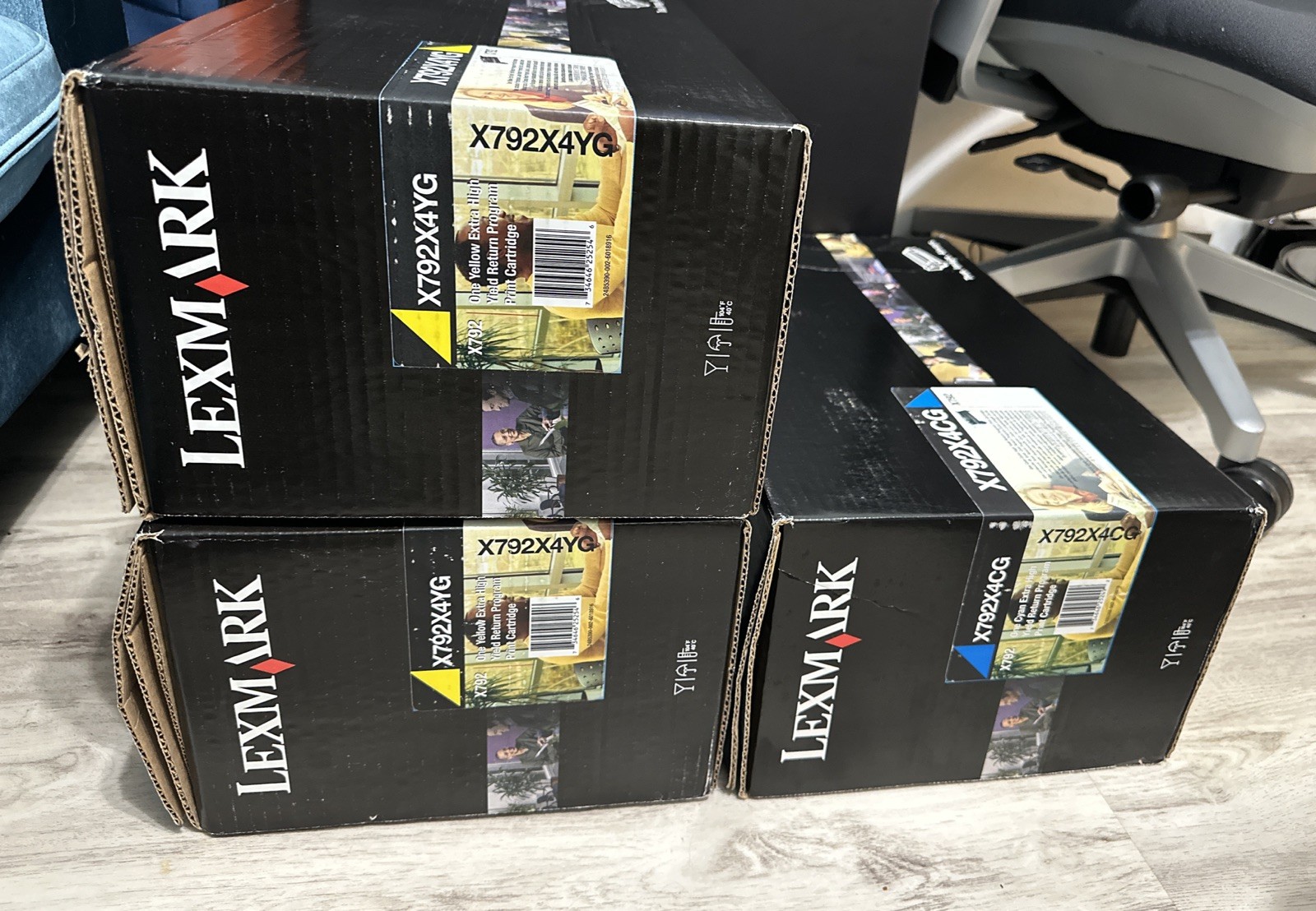 LEXMARK  X792X4YG ,X792X4CG ,LOT OF 3 YE, CY High-Yield Toner BRAND NEW