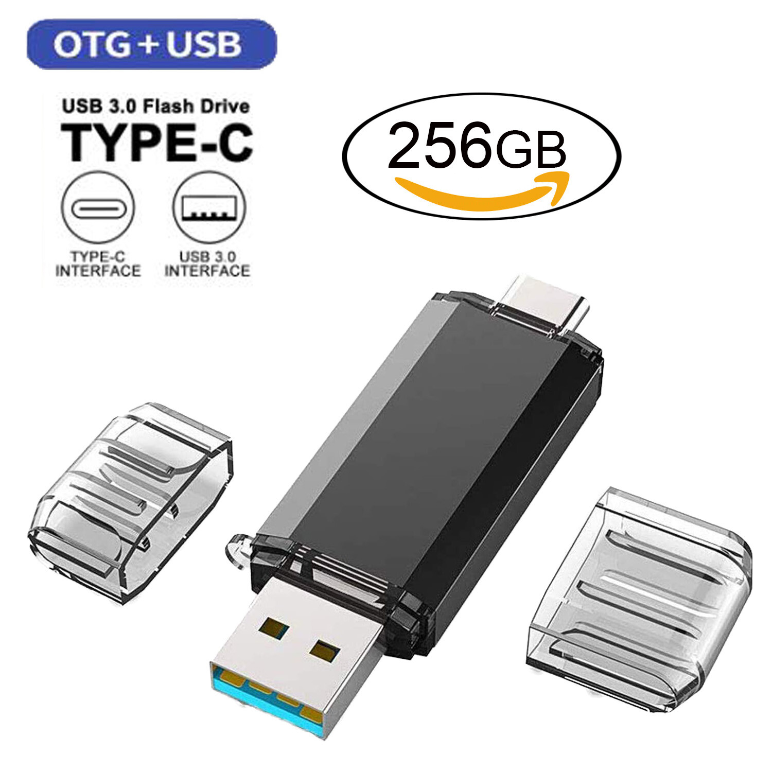 256GB Type C Flash Drive 2 in 1 OTG USB 3.0+USB C Memory Stick Thumb Drive