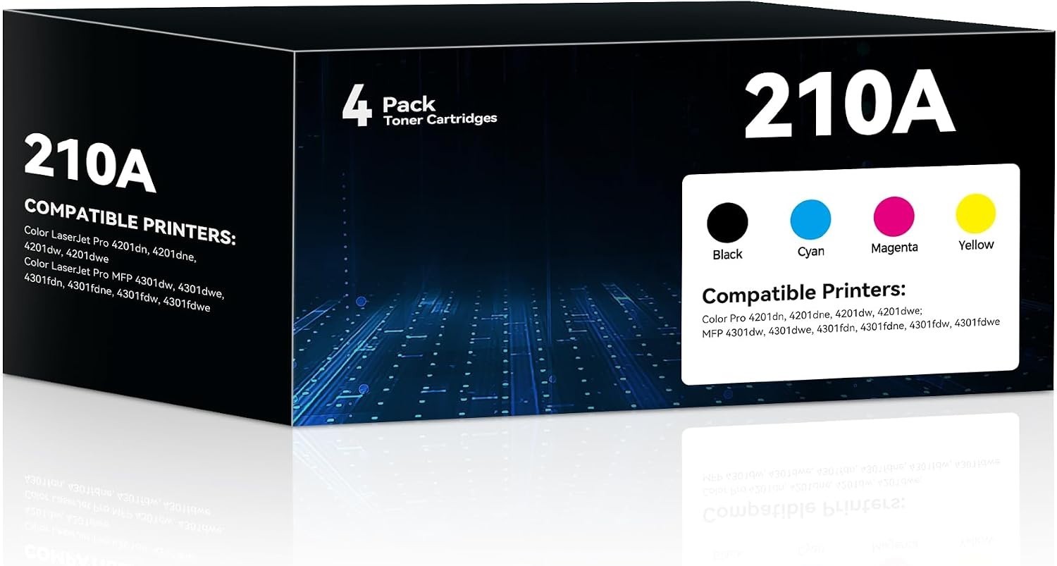Rocanza 210A Toner 4-Pack W2100A-03A for HP LaserJet Pro 4301fdw 4201dw BK/CMY