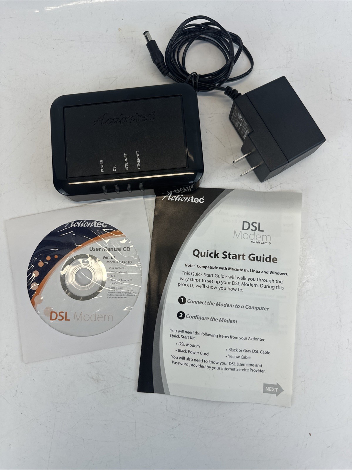 Actiontec GT701D DSL Modem Router ADSL 0026B8920A5D