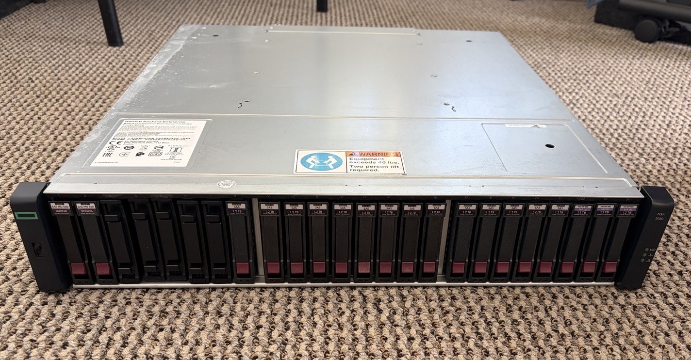 HPE MSA 2050 2052 SFF DISK ENCLOSURE Q1J07B 876146-001, 17 1.2TB HD, 2 800GB HD