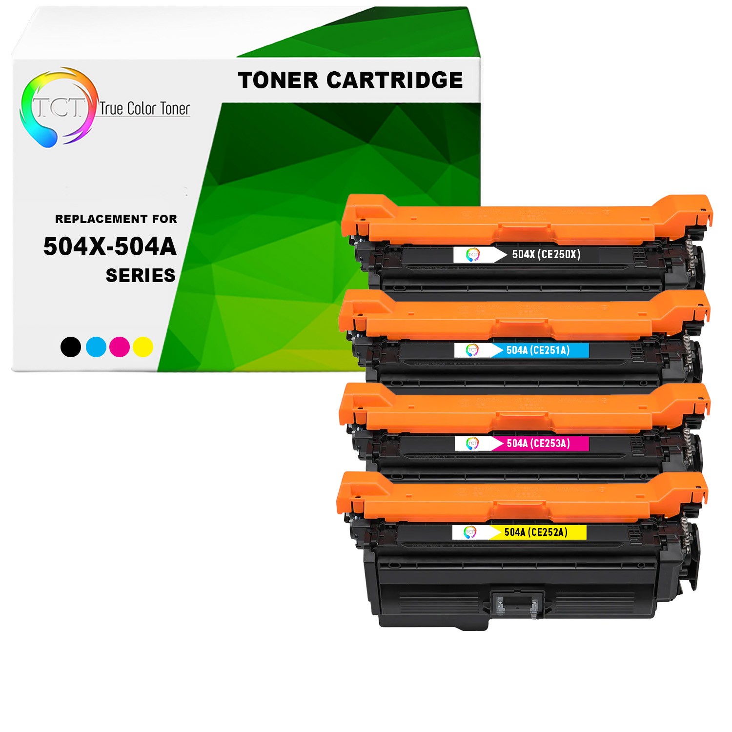TCT 4PK 504X 504A Toner Set CE250X CE251A CE252A CE253A For HP LaserJet CP3525