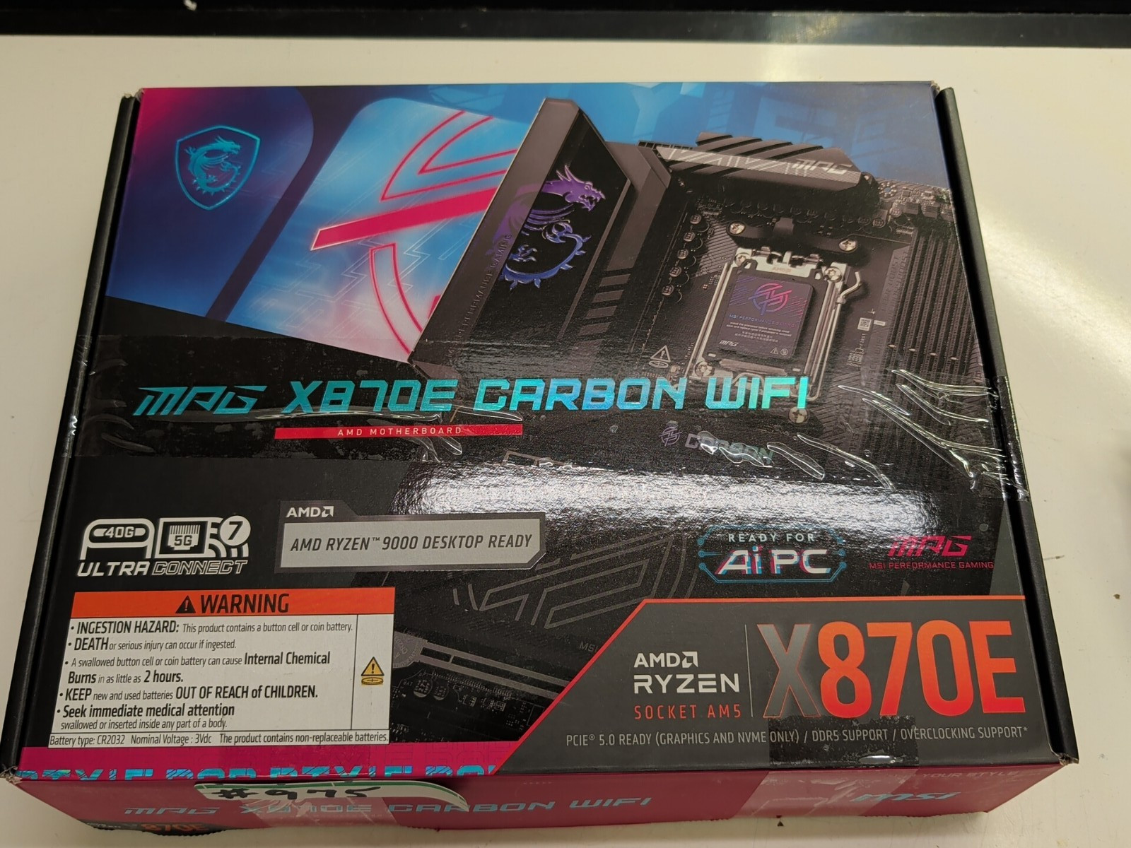 MSI MPG X870E CARBON WIFI AM5 AMD X870E ATX Motherboard  *READ*