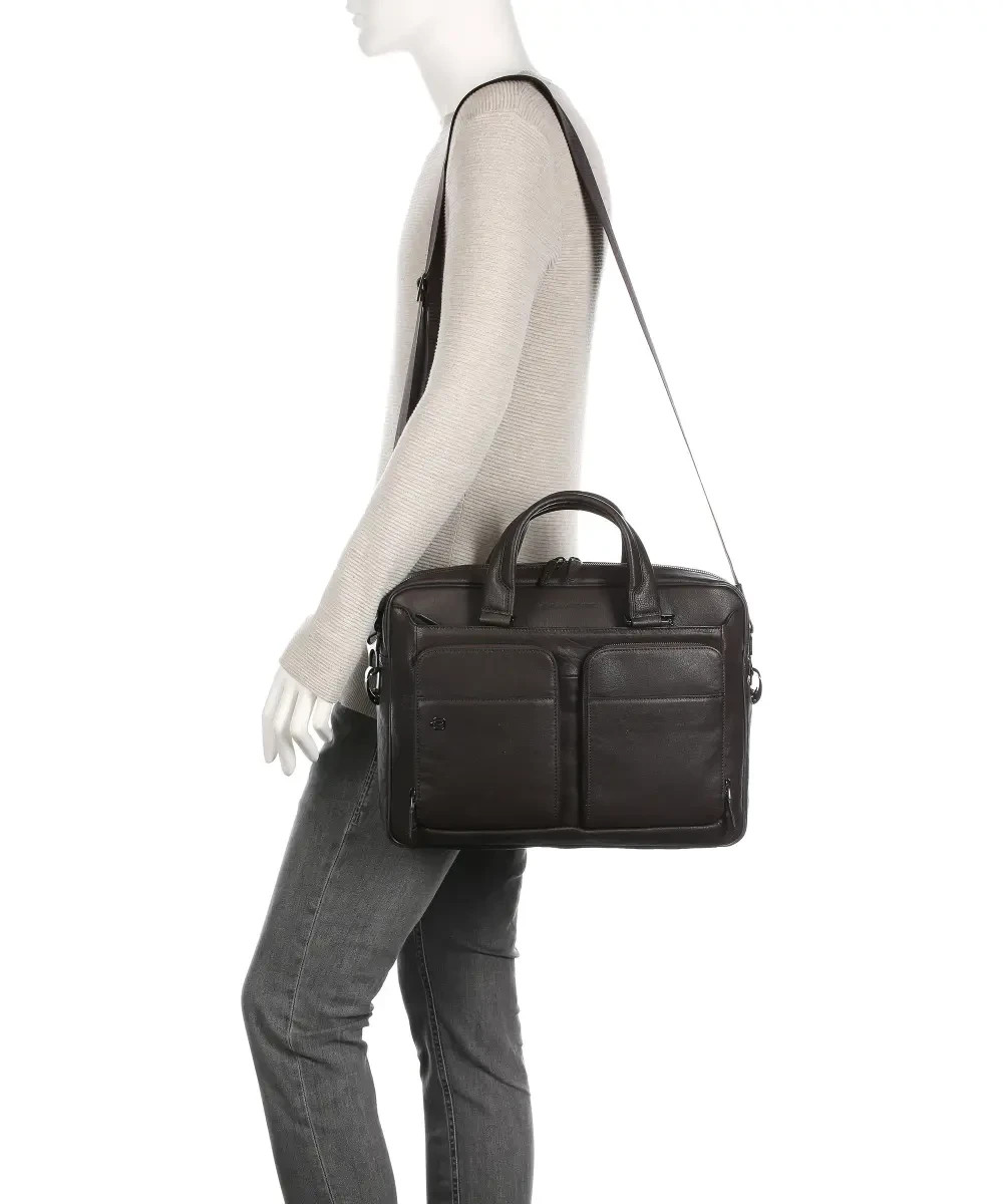 Piquadro Blue Square CA3111B2 Expandable 15.6" Leather Laptop Briefcase drk Blue