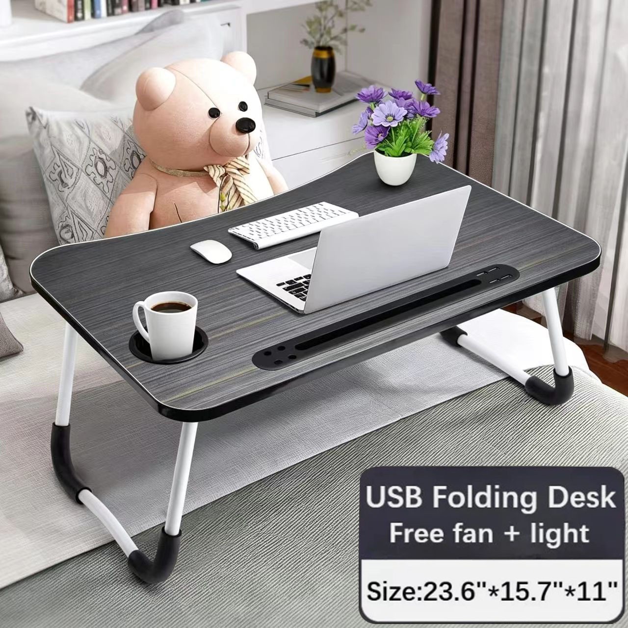 Laptop Bed Desk Foldable Portable Laptop Table Breakfast Tray Stand Stable