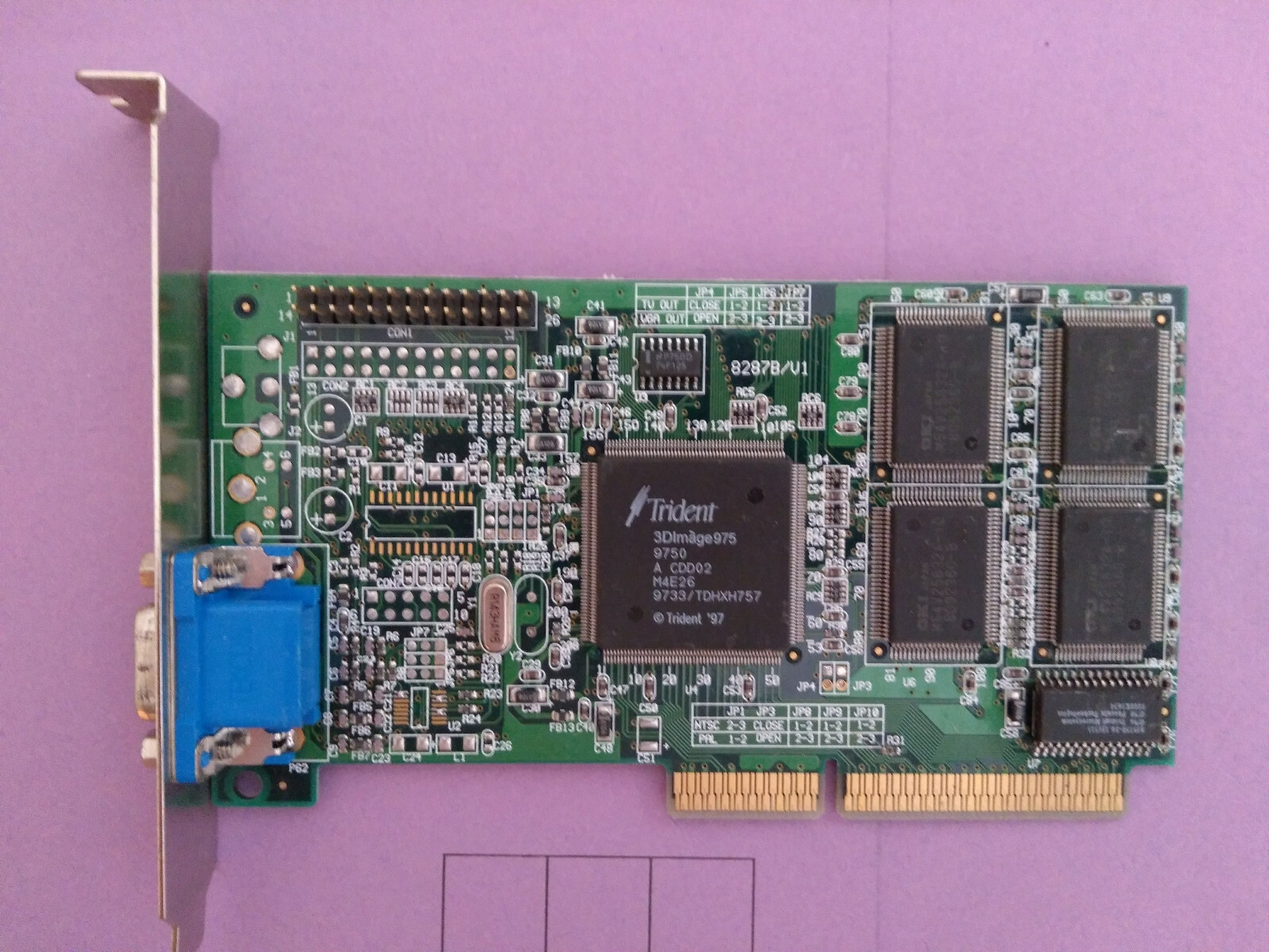 Vintage JATON Trident VCTR8287G/V2 AGP 3D Video Graphics Card TV873D 4MB