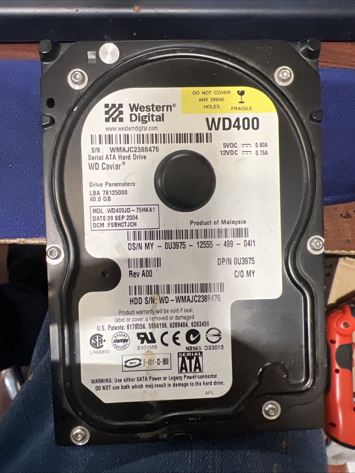 Western Digital WD400JD-75HKA1 40GB 3.5in WD Caviar Internal Hard Drive