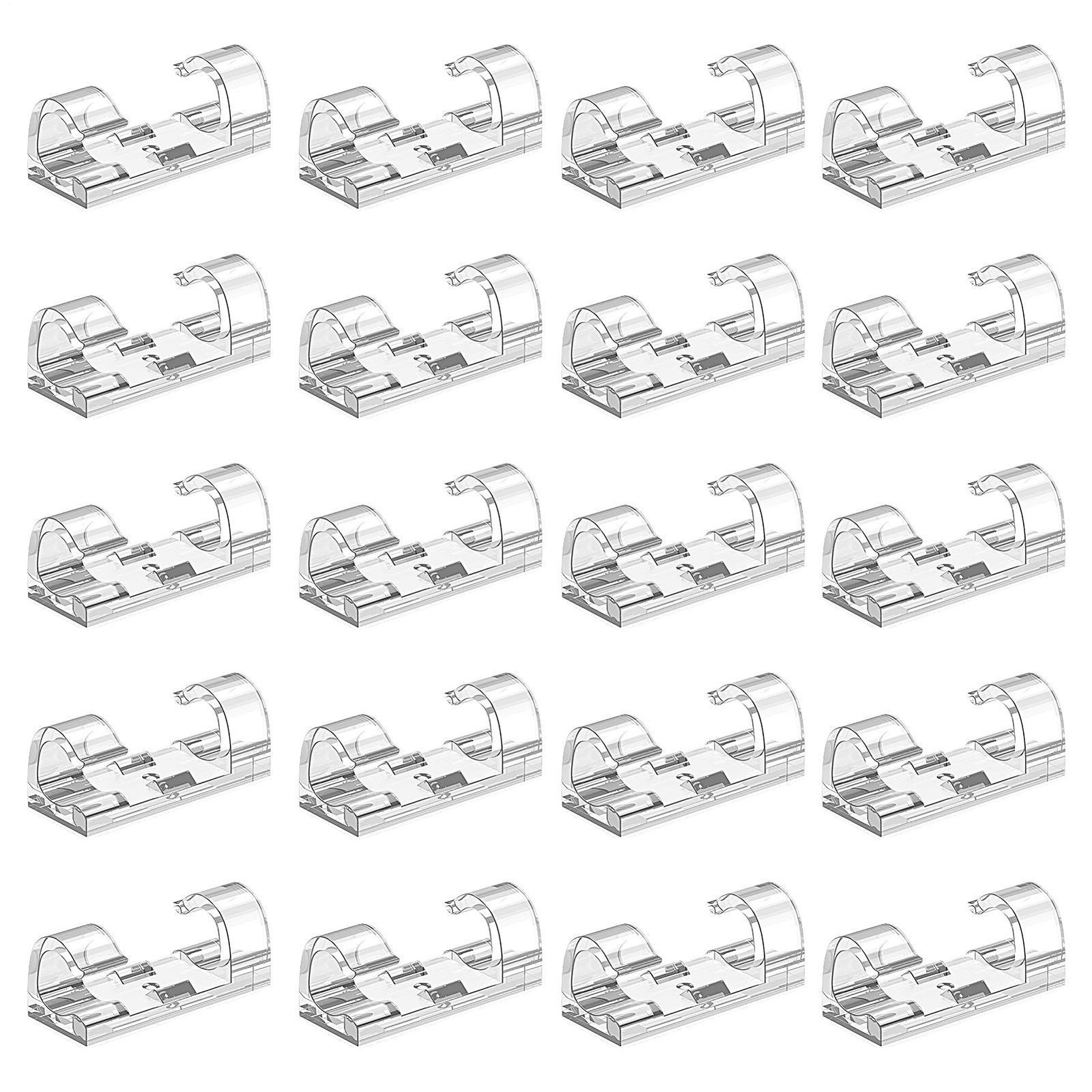 Adhesive Cable Clips Set Of 20pcs No Drilling Finisher Wire Clamp Cord Organizer