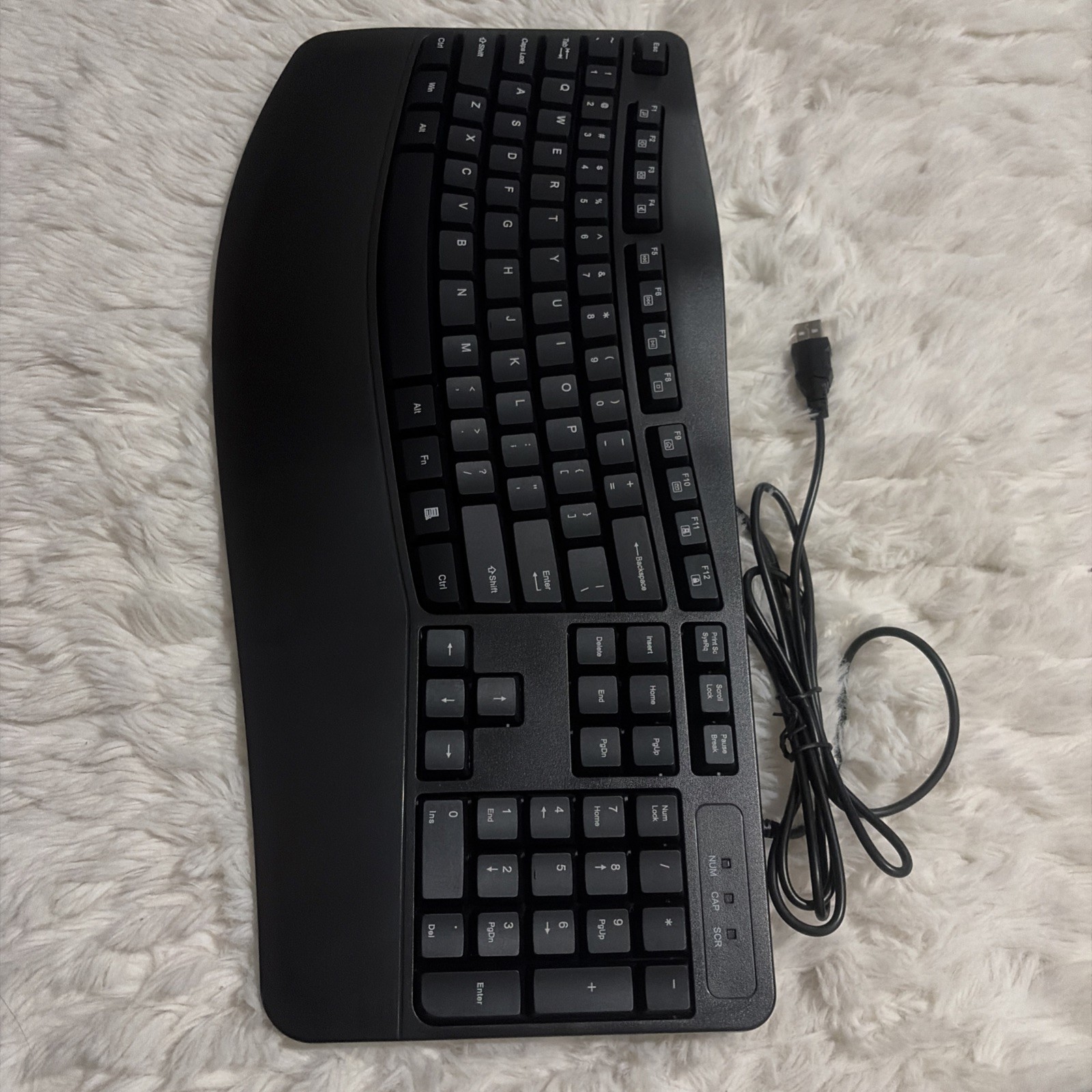 RECCAZR Ergonomic Keyboard, Wired Computer USB Keyboard with Wrist Rest