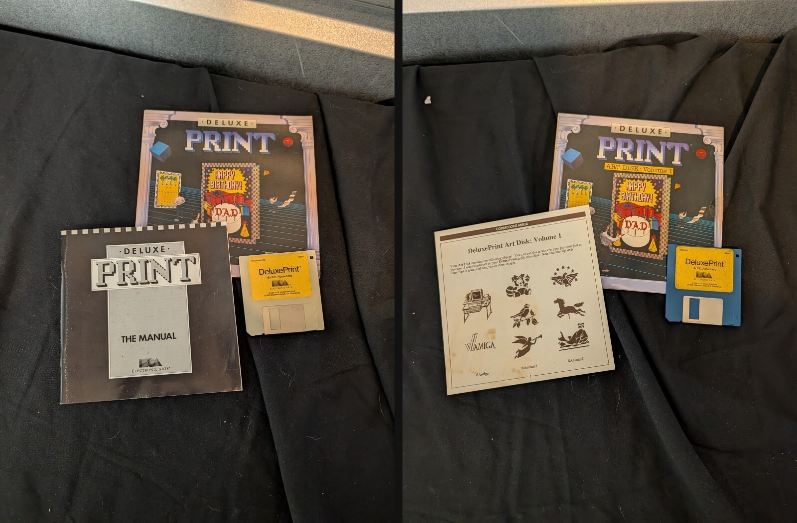 2 set - Vtg 1986 DeluxePrint Electronic Arts Amiga Program Disk + Art Disk Vol 1