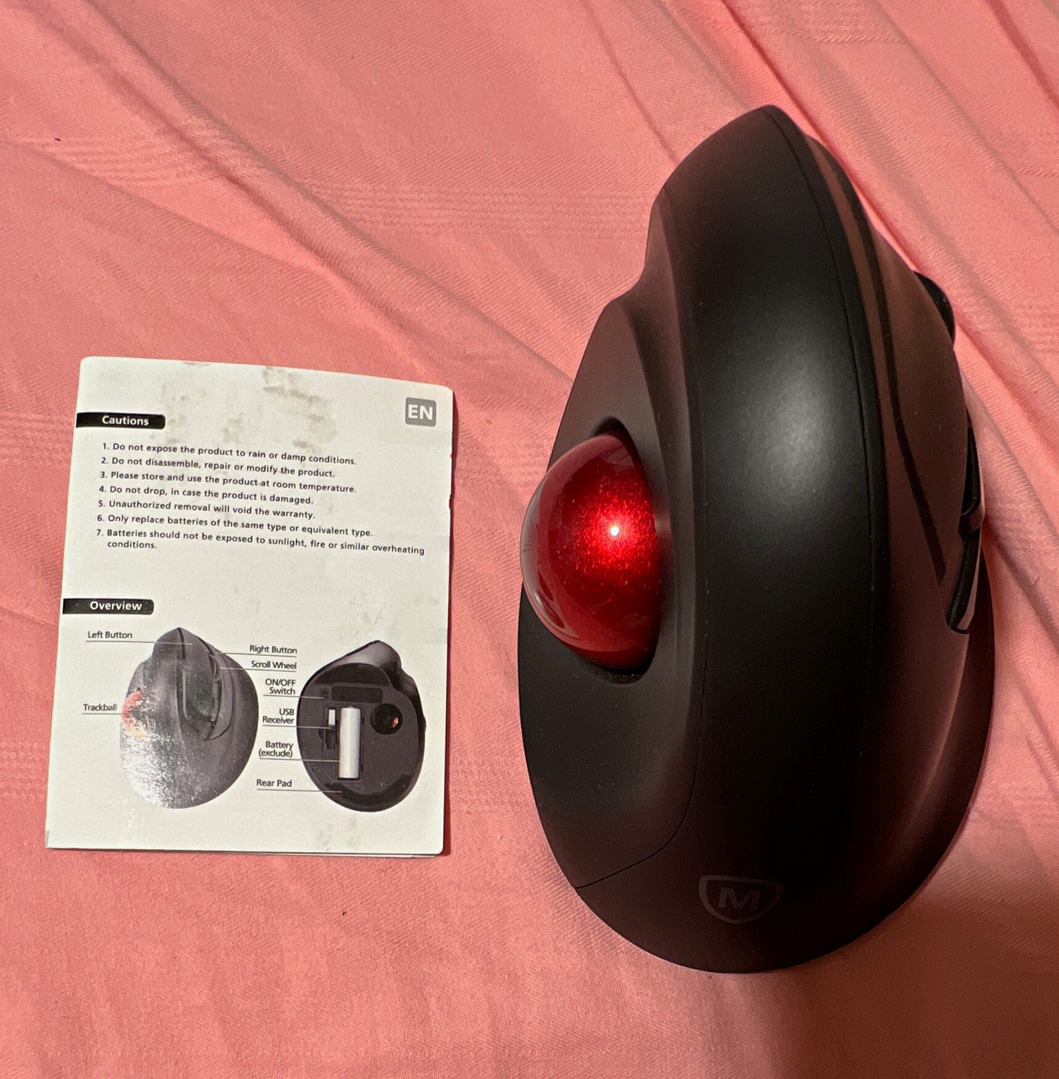 MicroPack MP-V02W Wireless Ergonomic Vertical Optical Trackball Mouse 1600 DPI