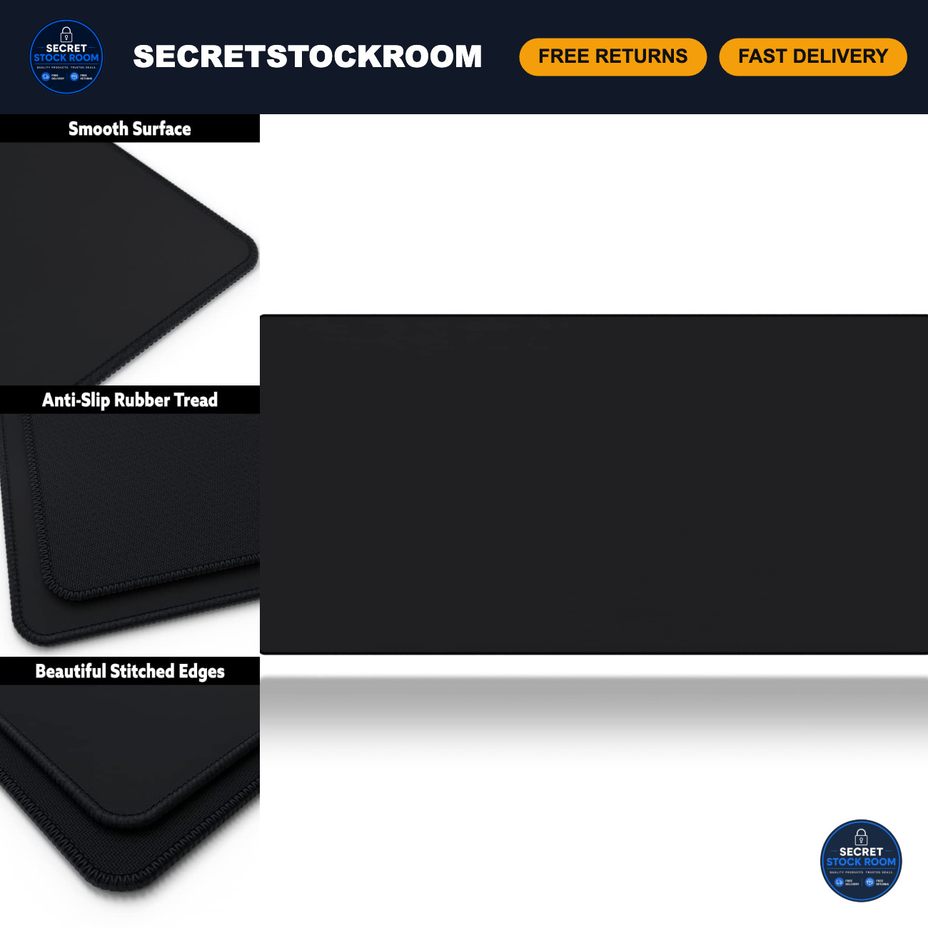 Extra Large Gaming Mouse Pad 36"x17" - 4mm Thick, Stitched Edges, Non-Slip Base,