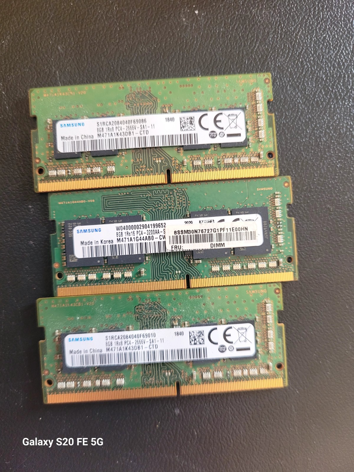 Samsung Laptop Memory 8GB 1Rx8 PC4-2666V RAM ~ Lot Of 3 Tested/Working