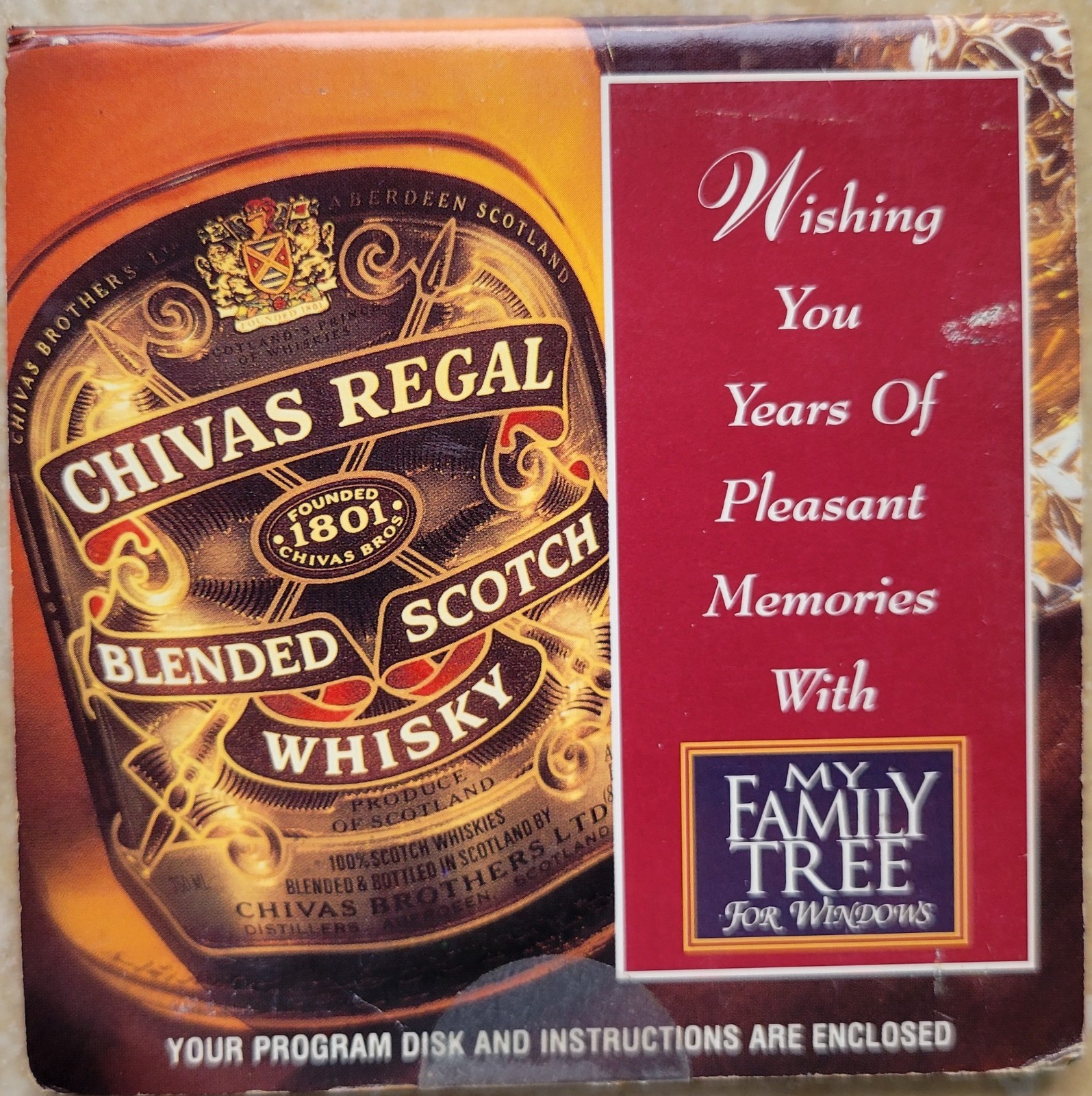 Vintage Floppy Diskette - Chivas Regal My Family Tree for Windows