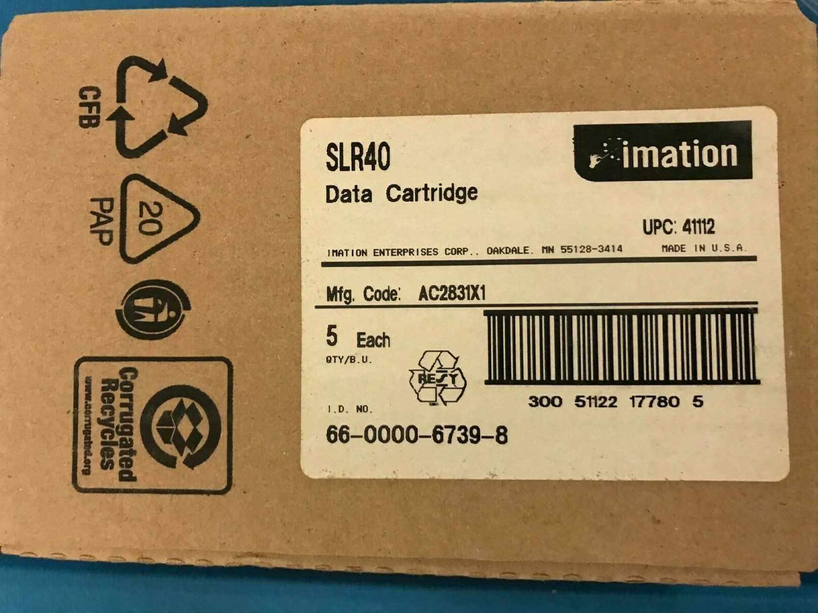 10 NEW Imation 41112 SLR40 SLR 20GB/40GB Data Tape Cartridges 41112 sealed