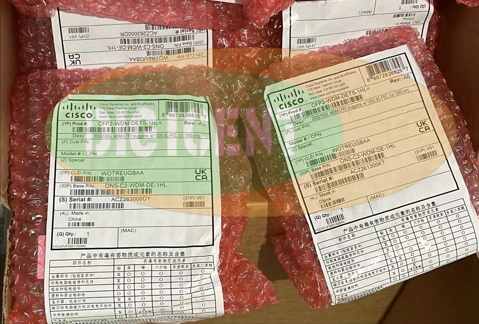 Cisco CFP2-WDM-DETS-1HL=  200G/100G,WDM Digital CFP2-DCO Lic 100G Only