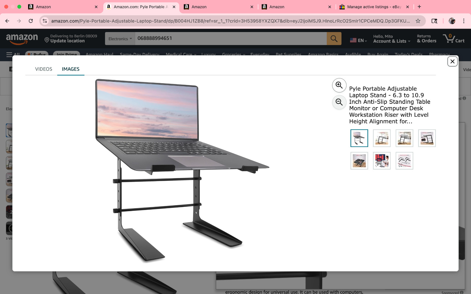 Pyle Portable Adjustable Laptop Stand - 6.3 to 10.9 Inch Anti-Slip Standing Tabl