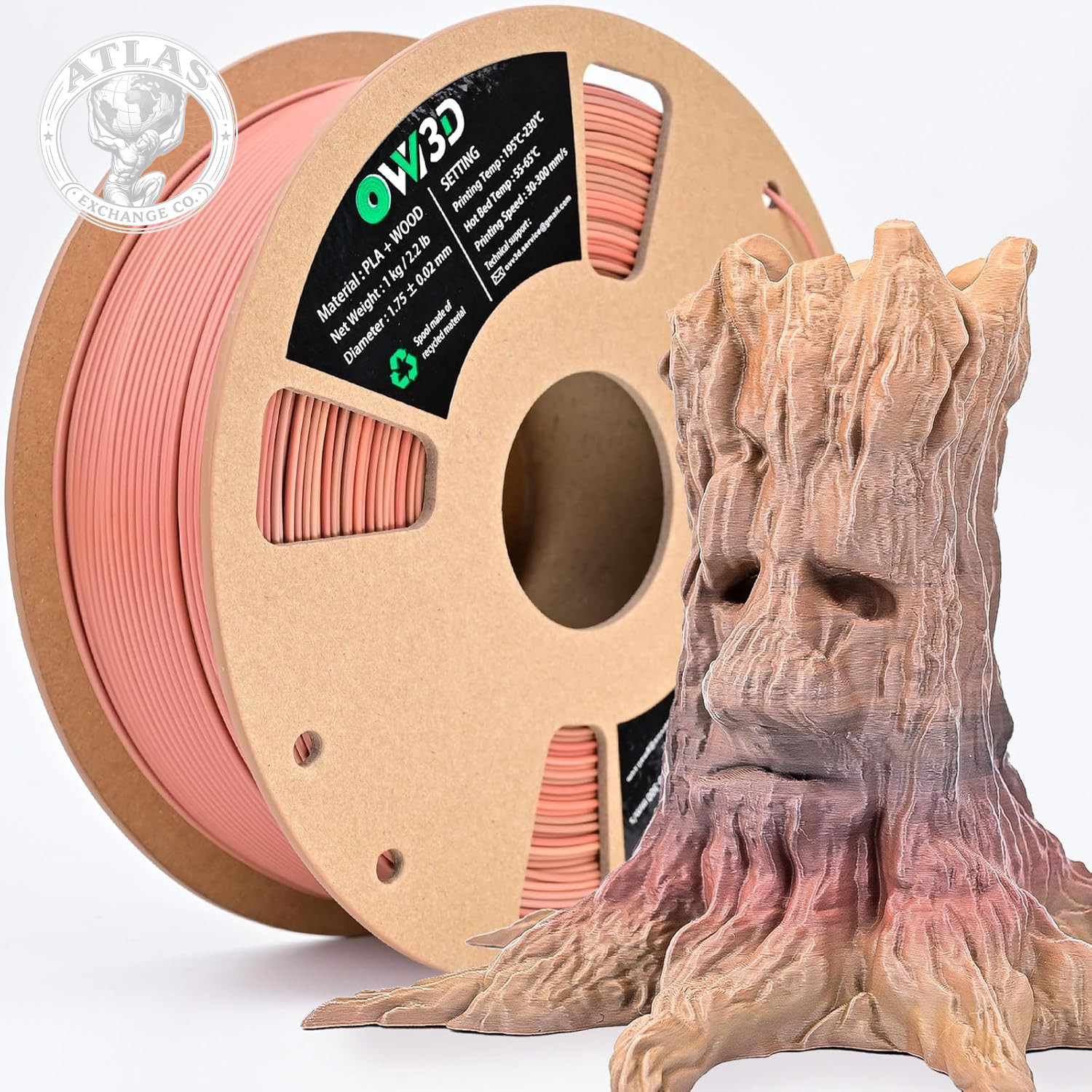OVV3D PLA Filament Wood PLA, 3D Printer Filament Gradient Multicolor Wood PLA Fi