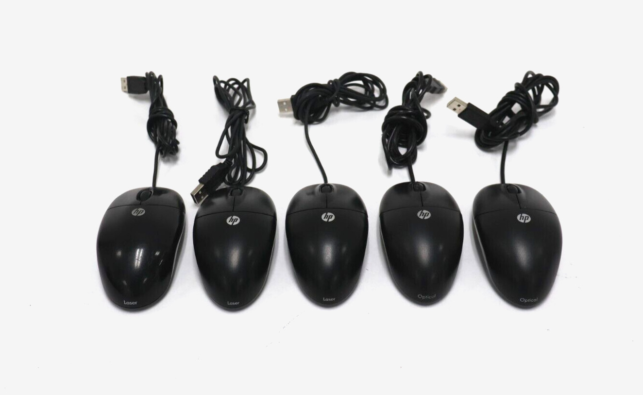 Lot Of 5 Mixed HP 590509-002 / 600554-002 / 458407-002 USB Optical-Laser Mouse