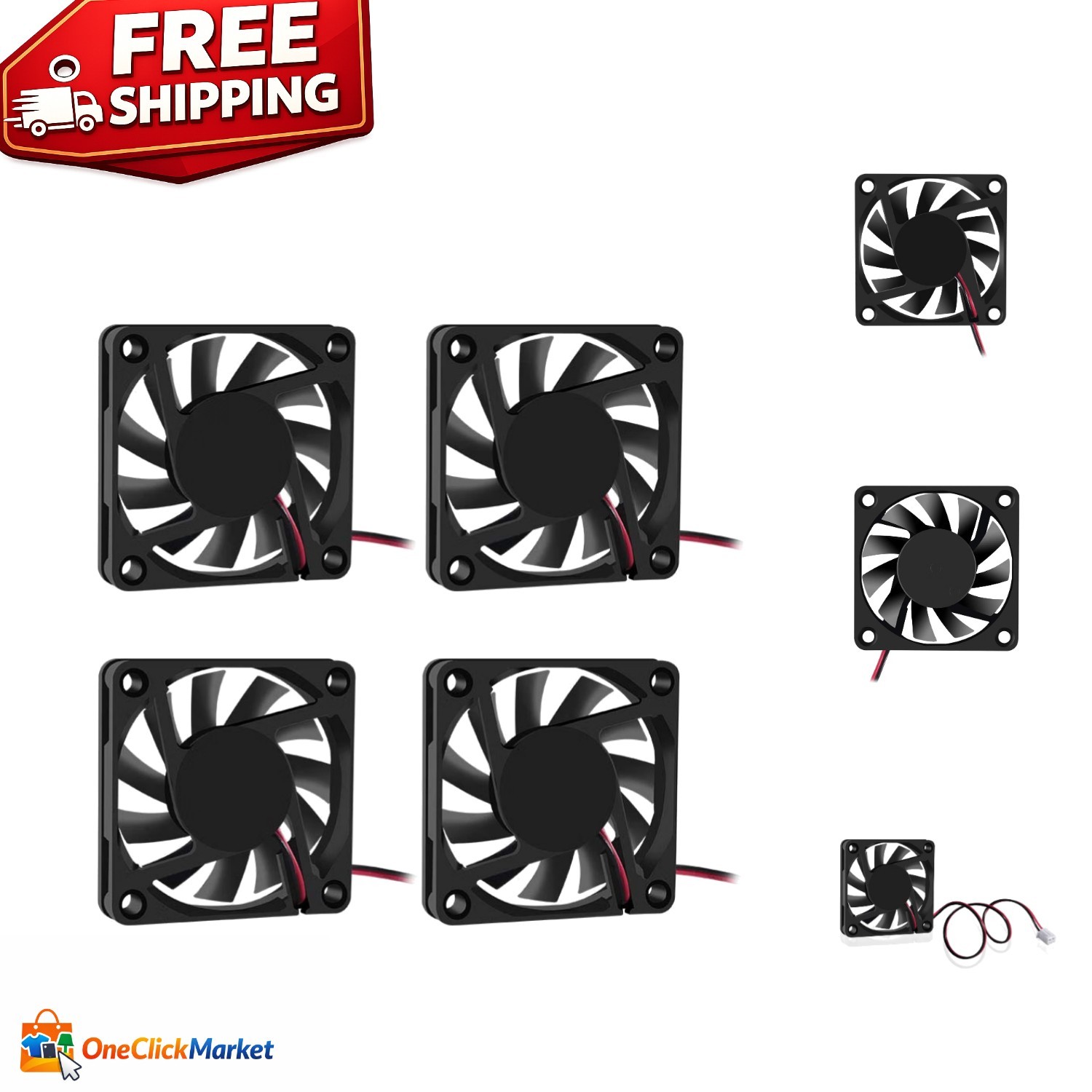 Pack of 4 60mm Brushless 12V Cooling Fans - Quiet, Reliable & Efficient