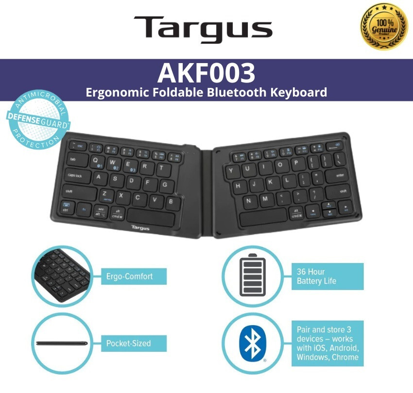 TARGUS Ergonomic Antimicrobial Foldable Wireless Keyboard (Windows/Mac/Android)