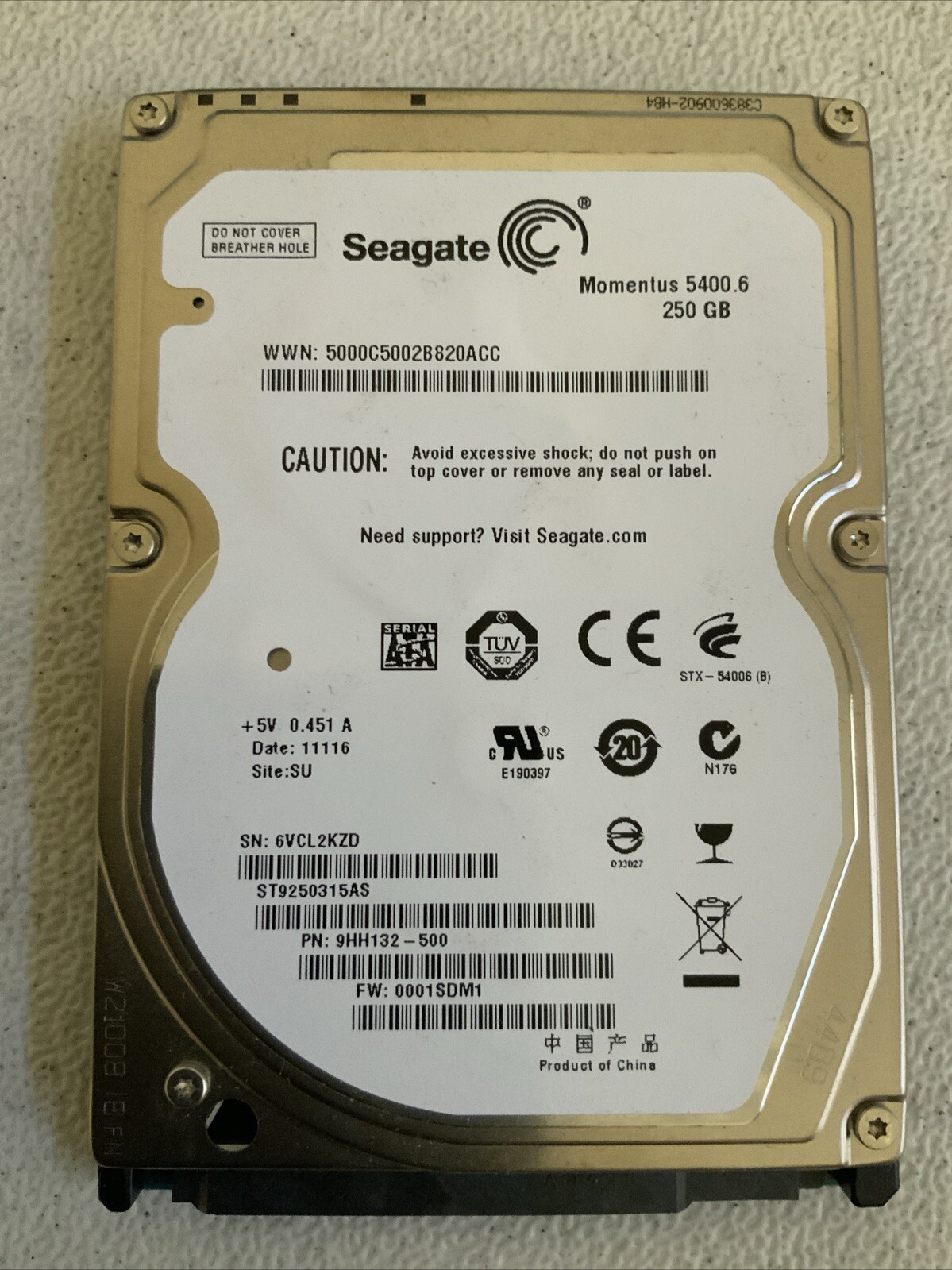 Seagate Momentus 5400.6 / 250GB 2.5" SATA Laptop Hard Drive