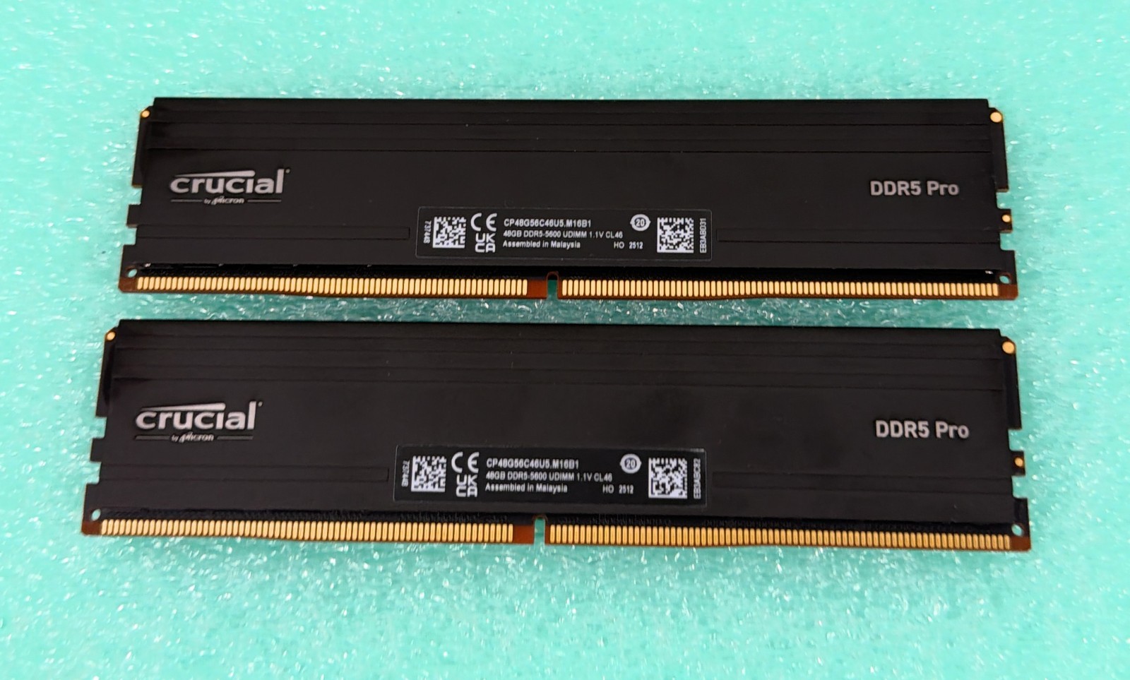 Crucial Pro 96GB (2x48GB) DDR5-5600 CL46 UDIMM Desktop Memory RAM CP48G56C46U5
