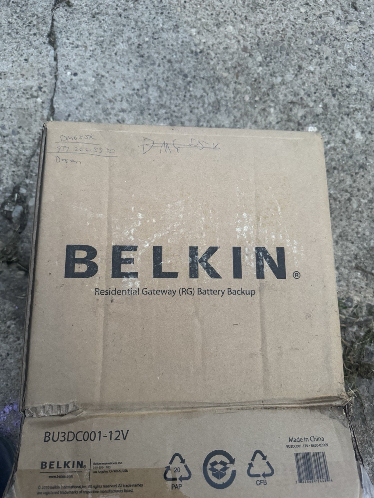 Belkin Battery Backup Unit Model BU3DC001-12V Rev B Residential Gateway
