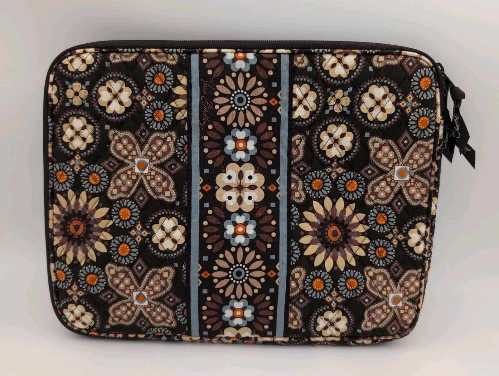 Vera Bradley Laptop Zip Sleeve Case Canyon Brown Blue Floral Quilted 14 x 11 