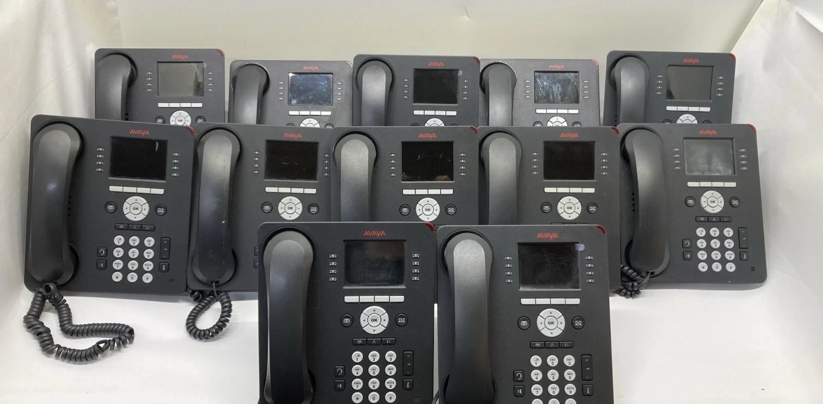 Lot of 12 Avaya 9611G Display Business Office IP Phone Base No Stands 