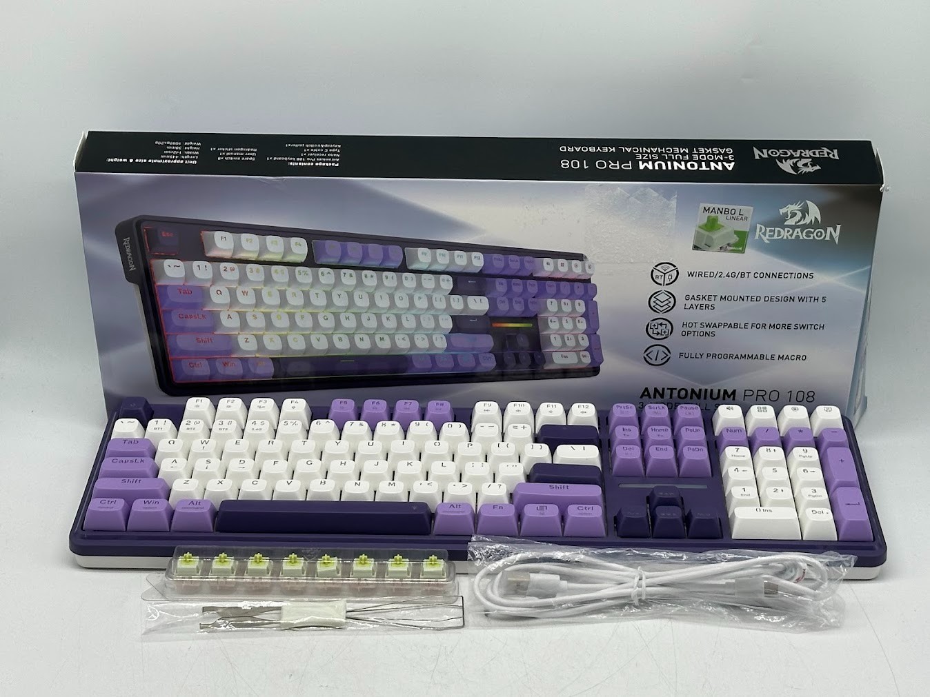 Redragon Antonium Pro MCK745 Wireless Mechanical Gaming Keyboard - Purple