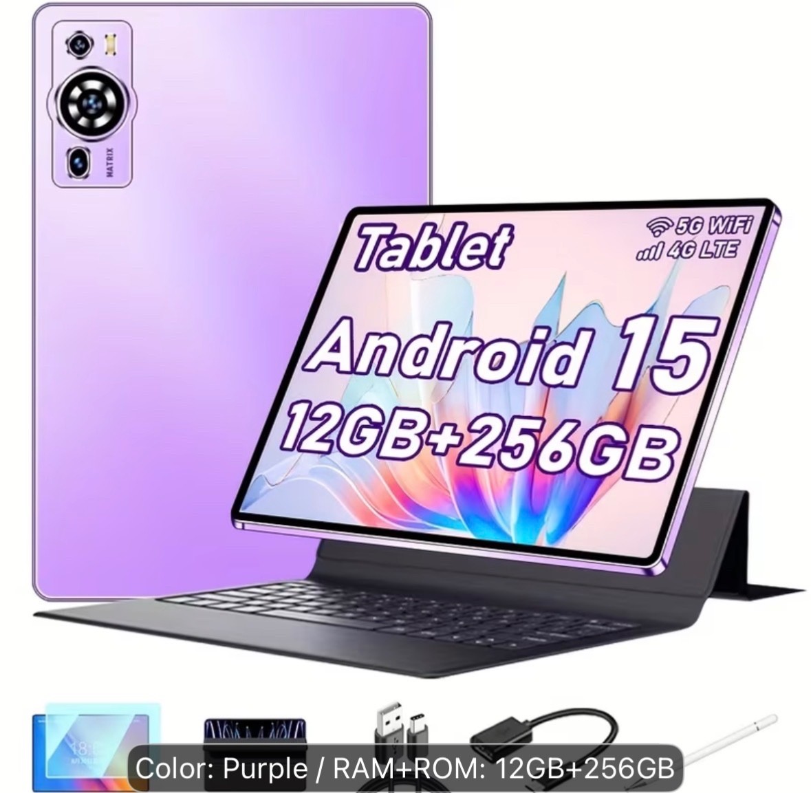 A5 Android 15 Tablet 10.1” IPS Display,12GB RAM,256GB ROM,1TB ROM Expansion