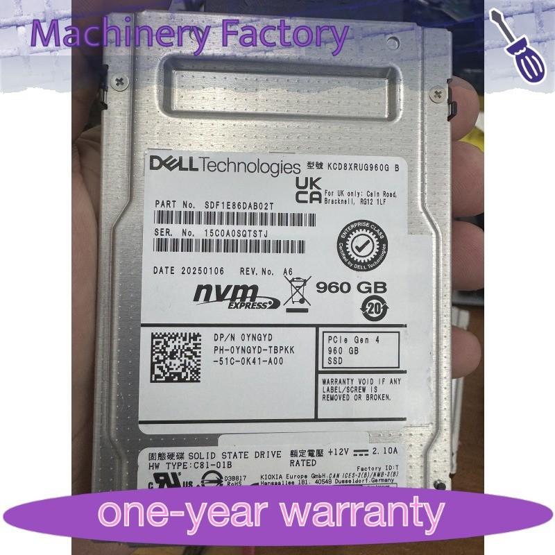 KIOXIA CD8 960GB DELL SSD 2.5" U.2 PCIe Gen4 NVME Solid State Drive KCD8XRUG960G
