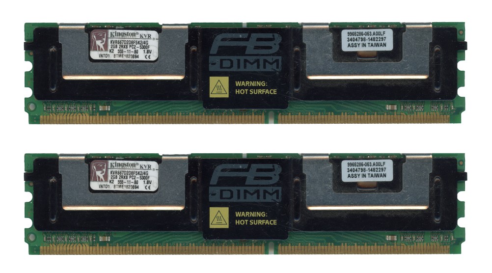 KINGSTON 4GB 2x2GB 2Rx8 PC2-5300F 667MHz KVR667D2D8F5K2/4G 9965286-053.A00LF ECC