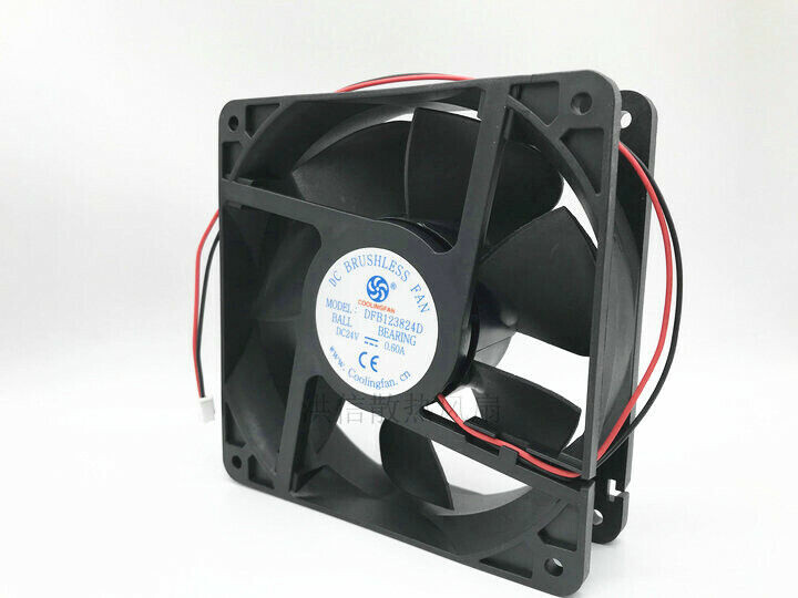 1PC 2-wire gale volume cooling fan DC24V 0.60A 12CM  DFB123824D ~